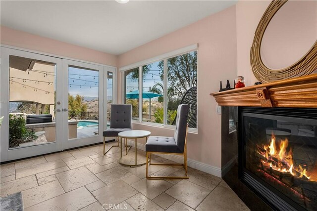 sitting room featuring french doors