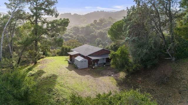 aerial view featuring a mountain view