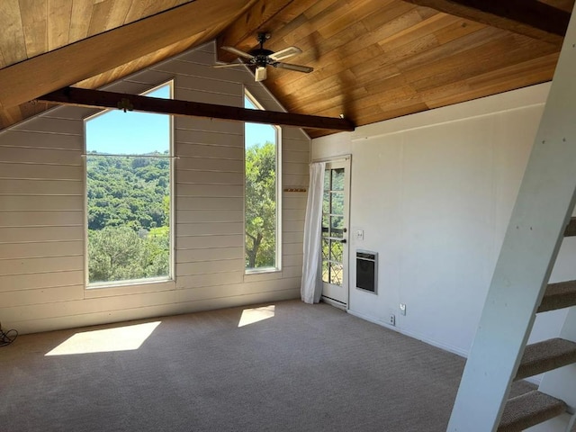 view of patio / terrace with ceiling fan and heating unit