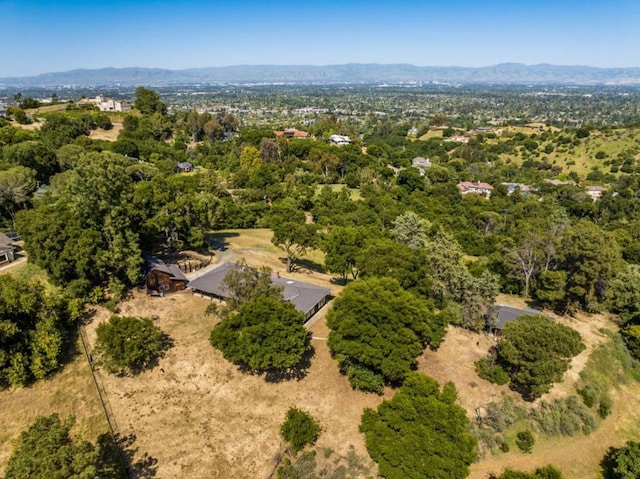 birds eye view of property with a mountain view