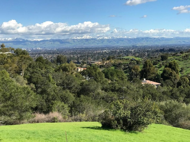 bird's eye view with a mountain view