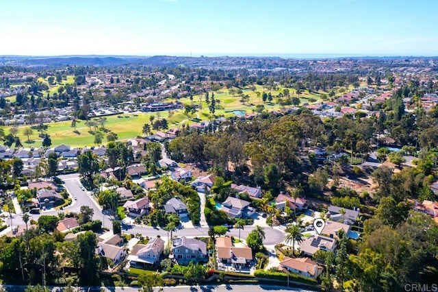 birds eye view of property featuring a residential view and golf course view