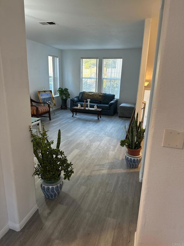 living room with wood-type flooring