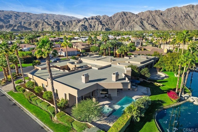 bird's eye view featuring a residential view and a mountain view