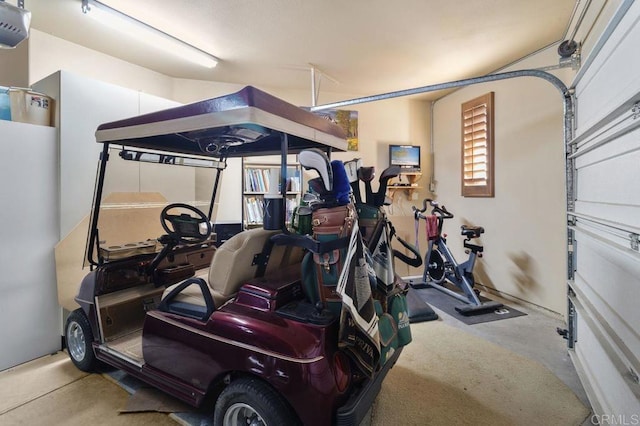 exercise area featuring a garage