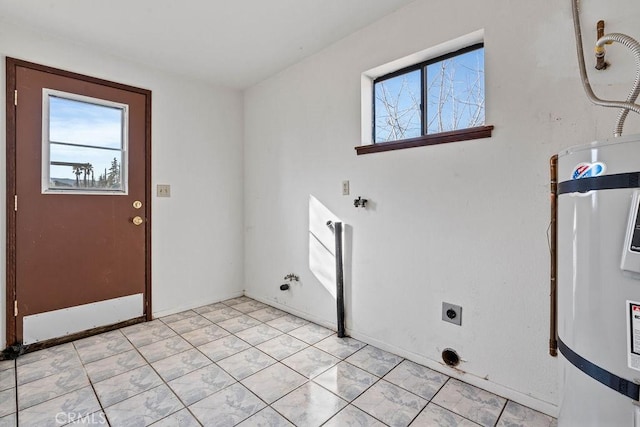 laundry room featuring strapped water heater and hookup for an electric dryer