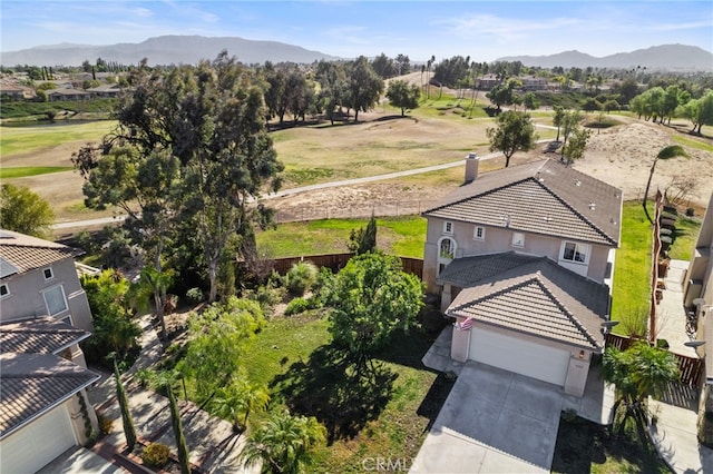 aerial view featuring a mountain view