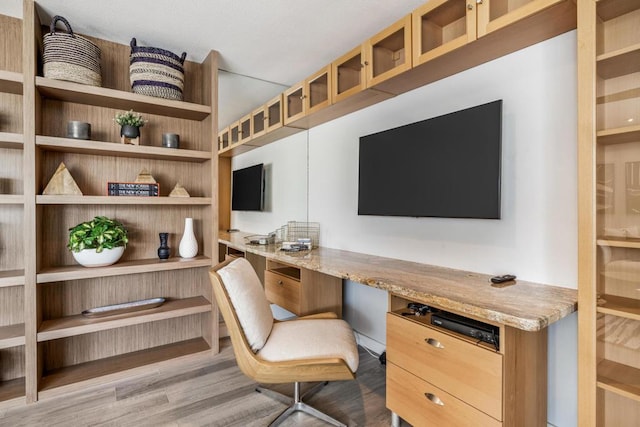 office area with light wood-type flooring