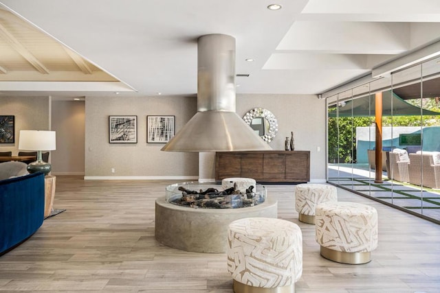 living room with light wood-type flooring