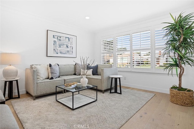 living room with hardwood / wood-style flooring