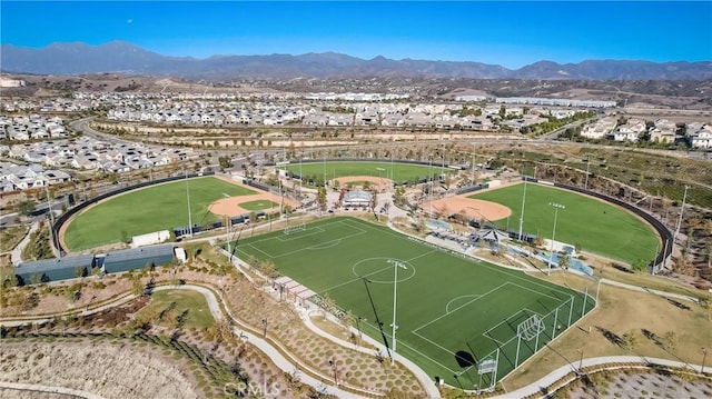 drone / aerial view with a mountain view