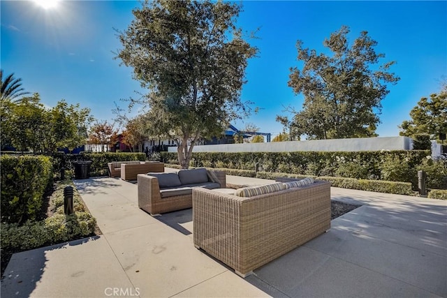 view of patio featuring an outdoor hangout area