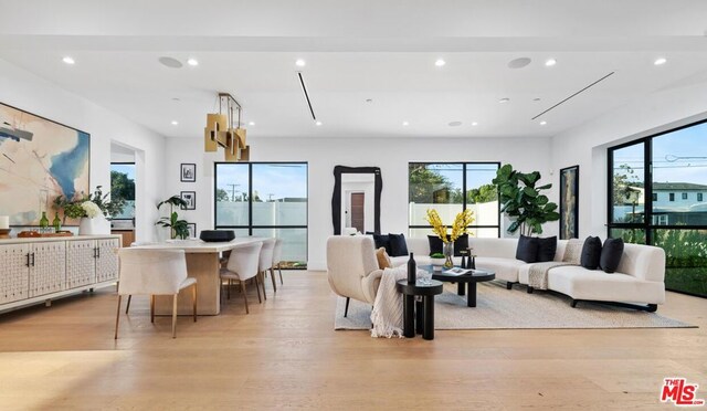 living room with light wood-type flooring