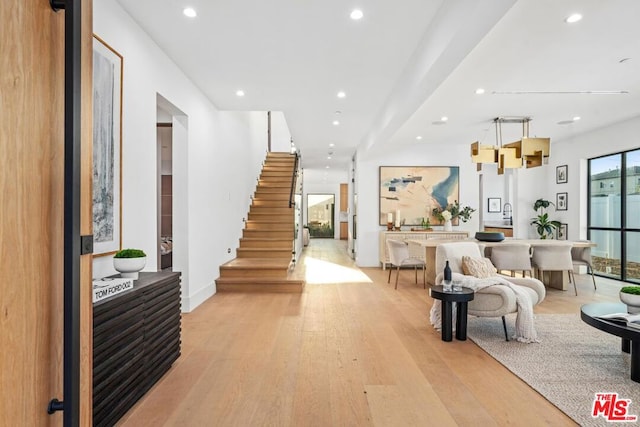 interior space with light hardwood / wood-style floors