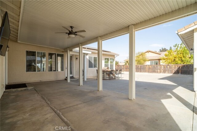 view of patio with ceiling fan