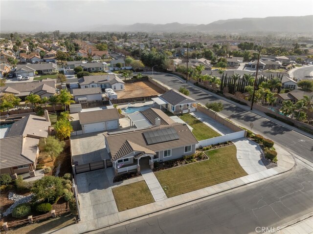 drone / aerial view featuring a mountain view