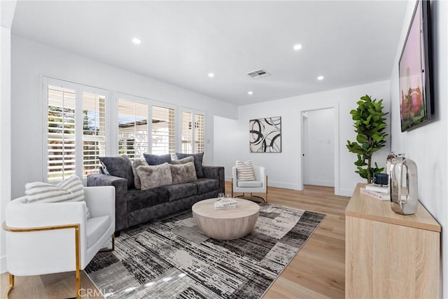 living room with light wood-type flooring