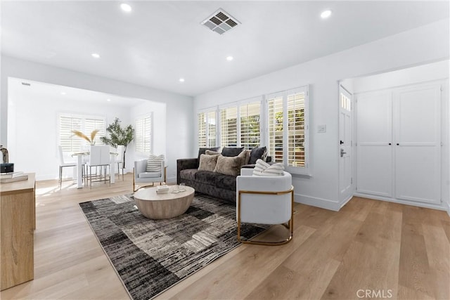 living room featuring light hardwood / wood-style flooring