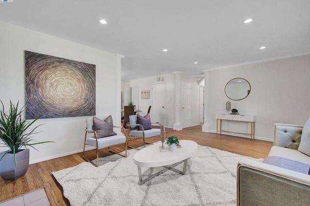 living room featuring hardwood / wood-style flooring