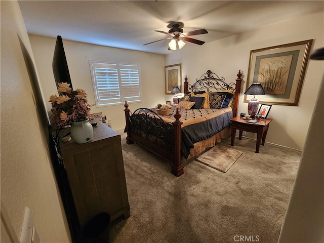 bedroom with carpet and ceiling fan