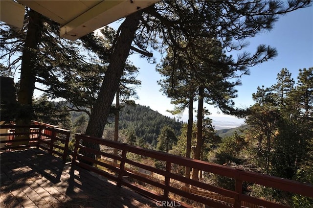 deck with a mountain view