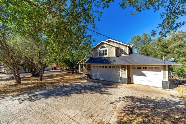 view of front of house with a garage