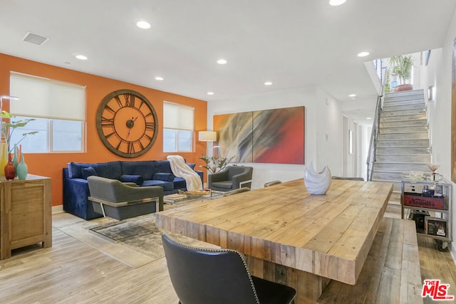 dining area featuring light hardwood / wood-style flooring