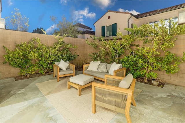 view of patio / terrace with an outdoor living space