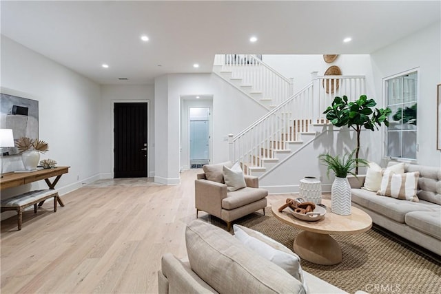 living room featuring light hardwood / wood-style floors