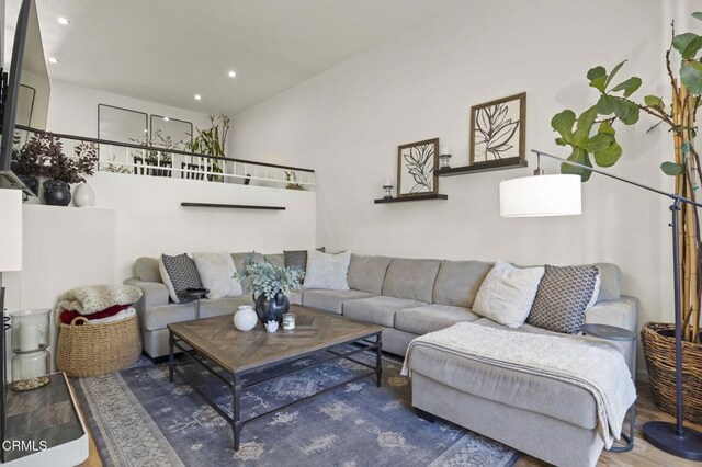 living room with hardwood / wood-style flooring