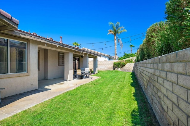 view of yard with a patio area