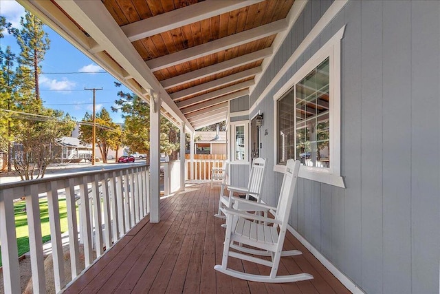 deck with a porch