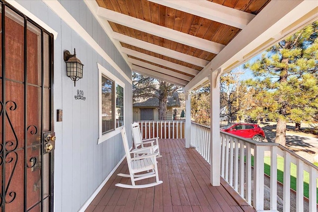 deck featuring a porch