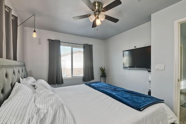 bedroom featuring ceiling fan