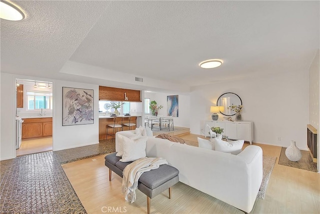 living room with sink