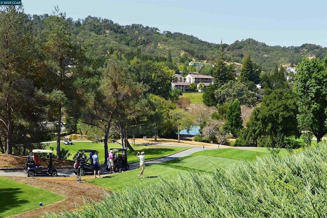 view of property's community featuring a lawn