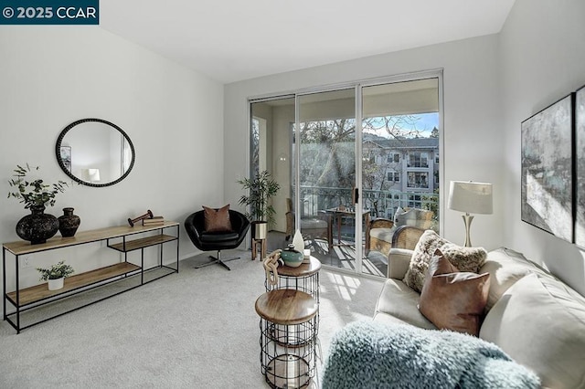 living room featuring carpet floors