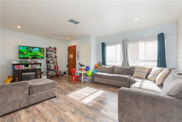 living room featuring hardwood / wood-style flooring