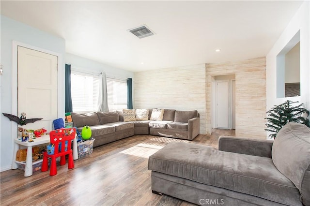 living room with wood-type flooring