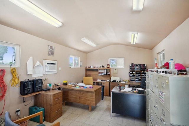 office with vaulted ceiling