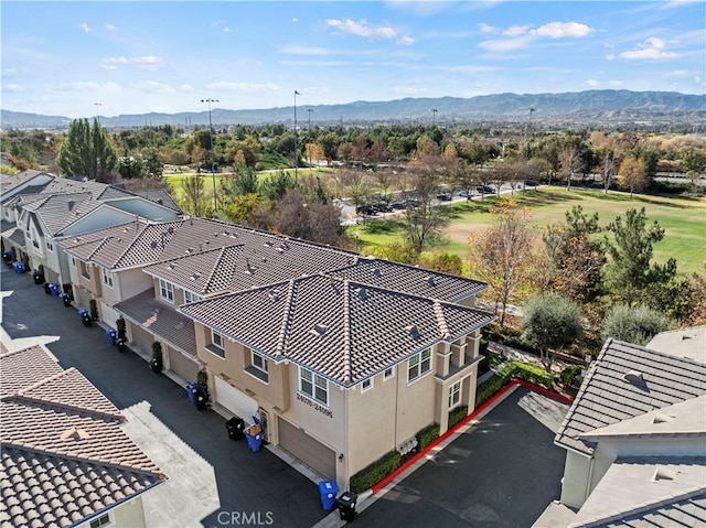 bird's eye view with a mountain view