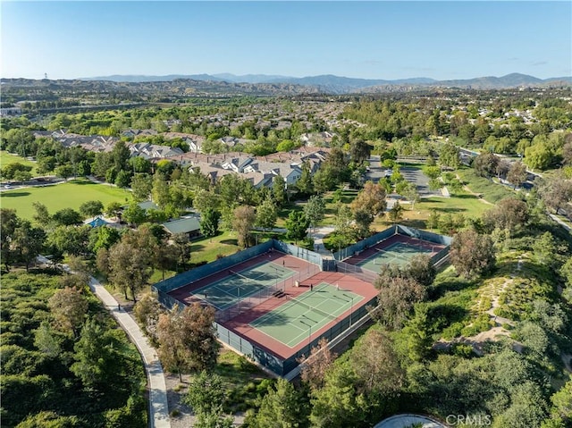 aerial view with a mountain view