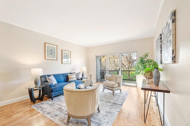 living room with light hardwood / wood-style floors