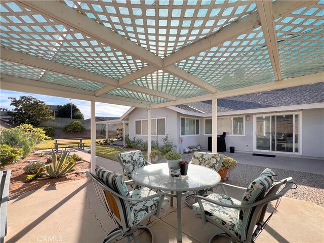 view of patio / terrace featuring a pergola