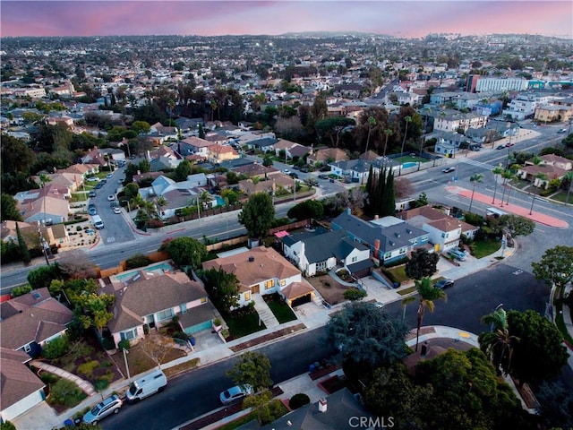 view of aerial view at dusk