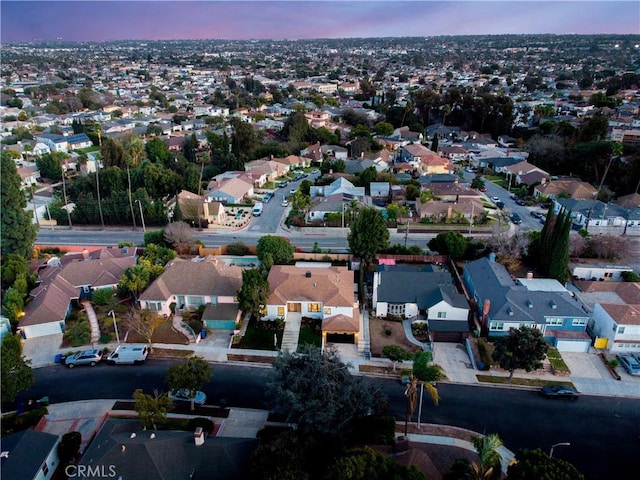 view of aerial view at dusk