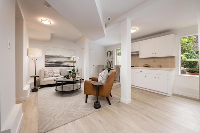 interior space with light hardwood / wood-style flooring