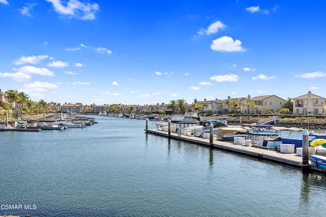 view of dock featuring a water view