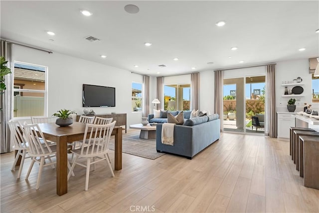 living room featuring light hardwood / wood-style floors