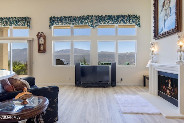 living area featuring light wood-type flooring